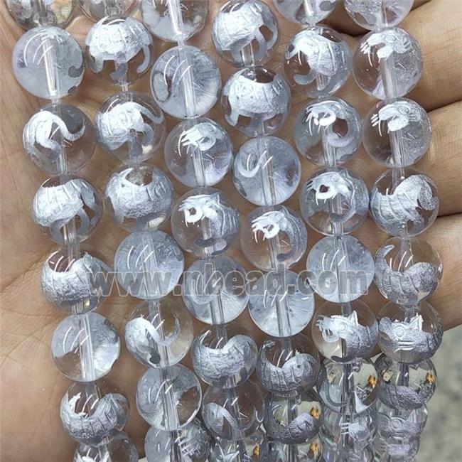 Natural Clear Quartz Beads Round Carved