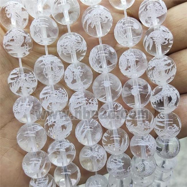 Natural Clear Quartz Beads Round Carved