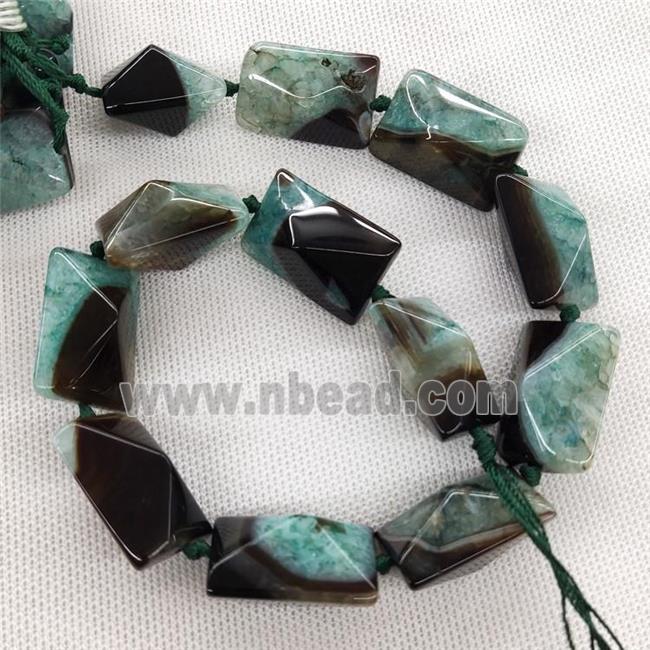 Natural Agate Druzy Rectangle Beads Green Dye Point