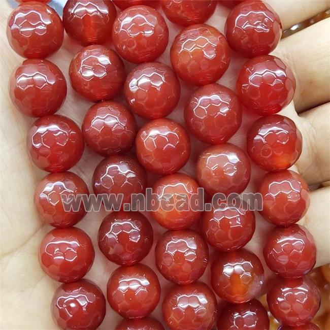 Natural Agate Beads Red Dye Faceted Round