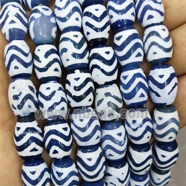 Tibetan Agate Barrel Beads Smooth Blue