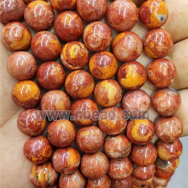 Orange Agate Beads Dye Smooth Round