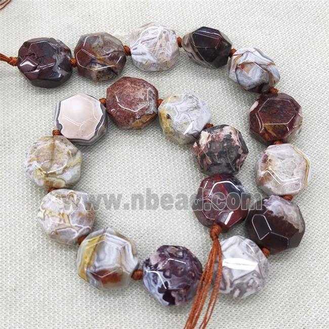 Natural Mexican Crazy Lace Agate Beads Faceted Coin Circle