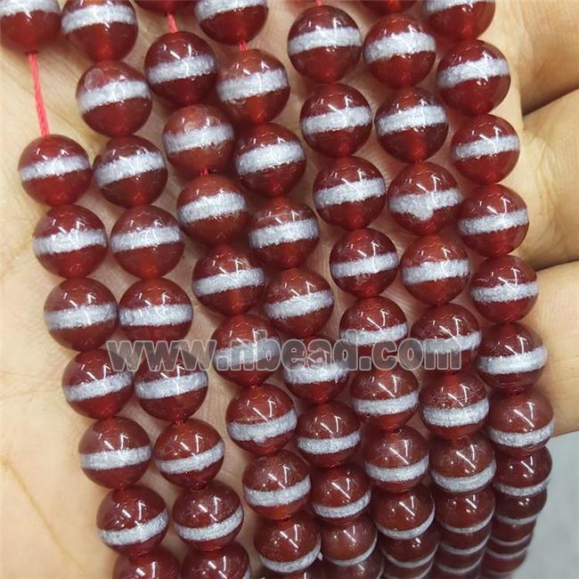 Tibetan Agate Beads Red Smooth Round