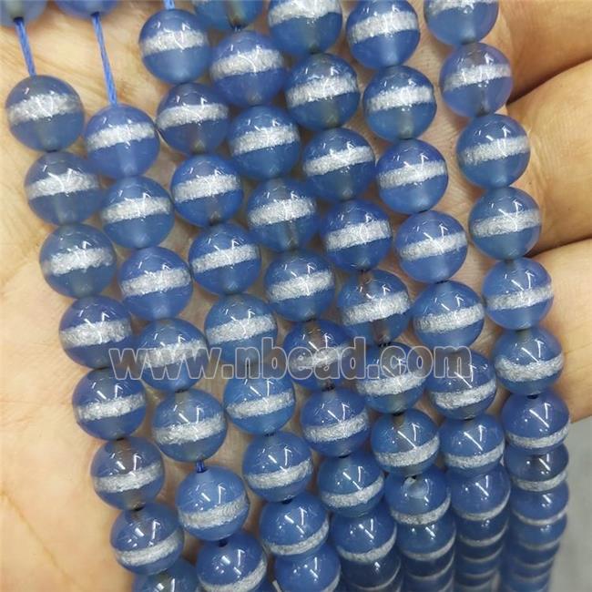 Tibetan Agate Beads Blue Smooth Round