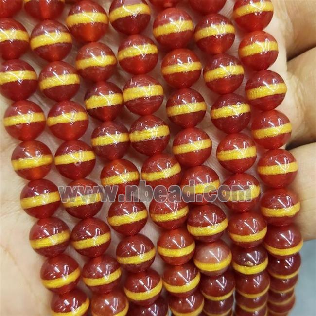 Tibetan Agate Beads Red Smooth Round