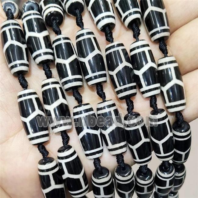 Tibetan Style Agate Rice Beads Turtleback Black