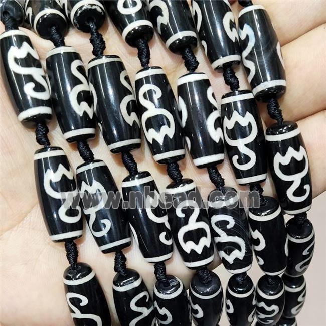 Tibetan Agate Rice Beads Black