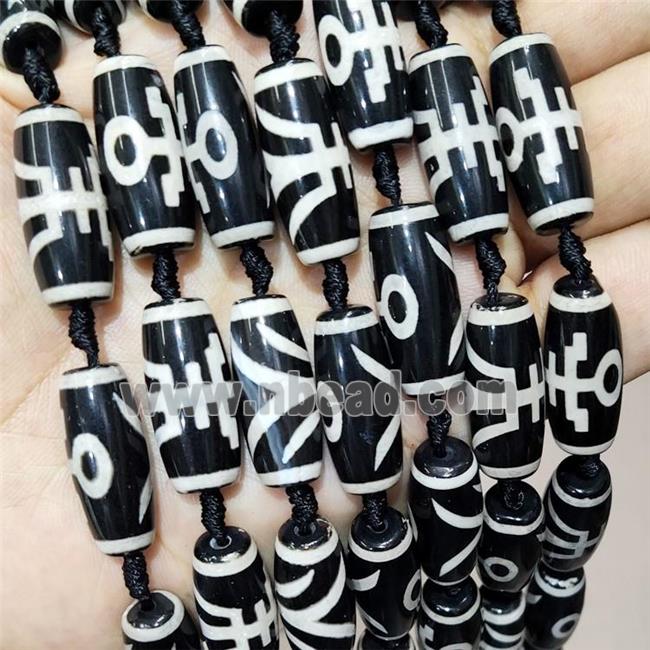 Tibetan Agate Rice Beads Black