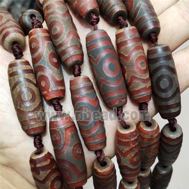 Tibetan Style Agate Rice Beads Evil Eye Red