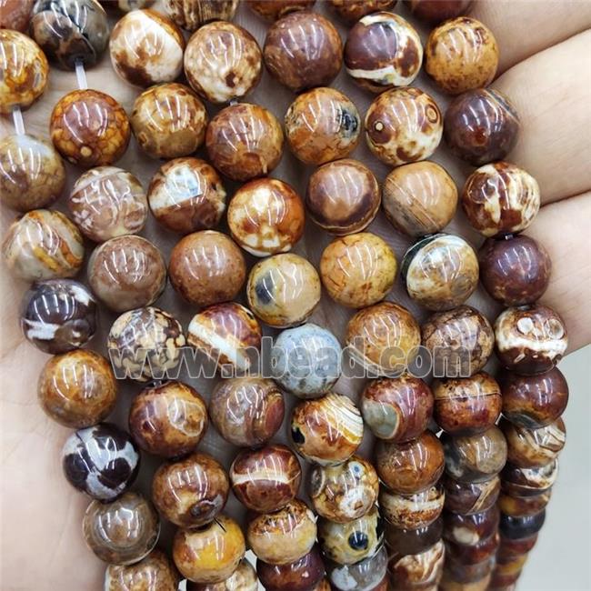 Natural Agate Beads Orange Dye Fire Smooth Round