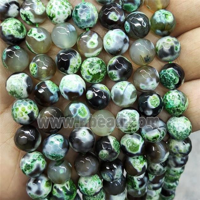 Green Fire Agate Beads Faceted Round