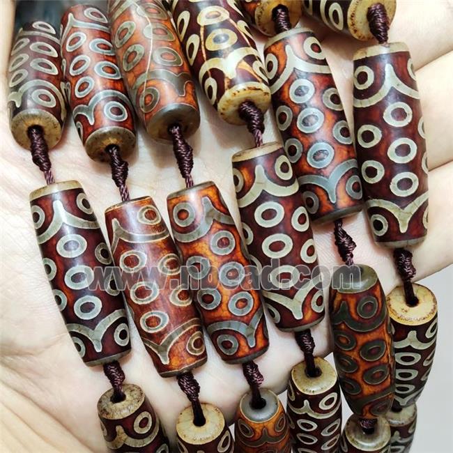 Tibetan Agate Rice Beads Evil Eye Antique Brown