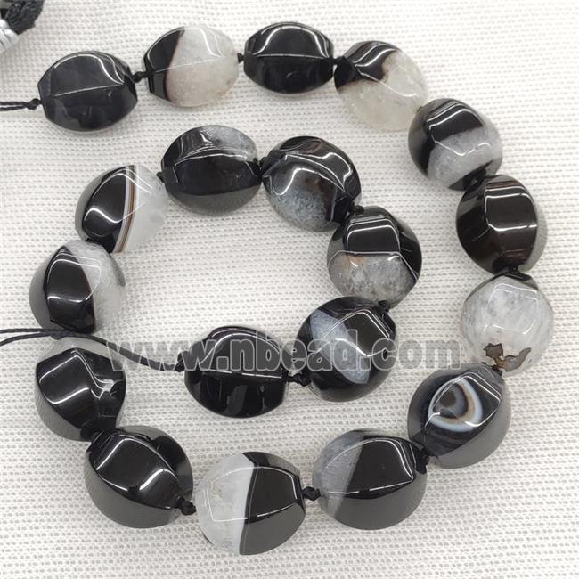 Natural Agate Druzy Lantern Beads Black Dye