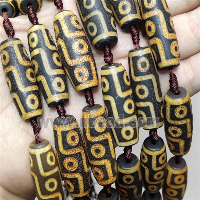 Tibetan Agate Rice Beads Evil Eye Yellow