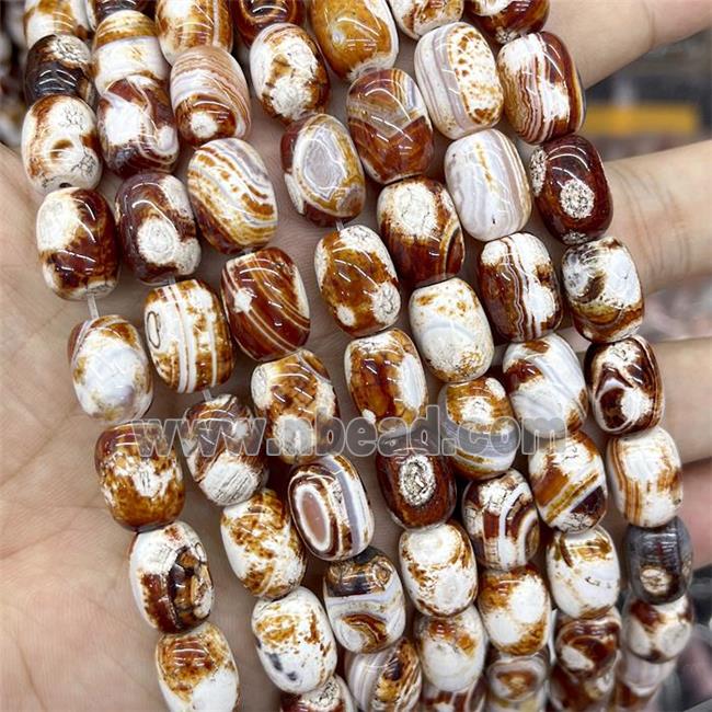 Fire Agate Barrel Beads Orange Dye