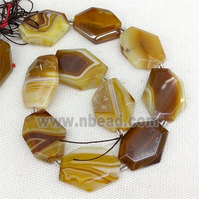 Natural Agate Slice Beads Stripe Freeform Coffee Dye