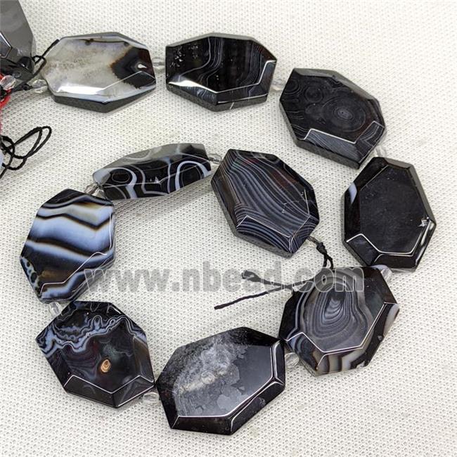 Natural Agate Slice Beads Stripe Freeform Black Dye