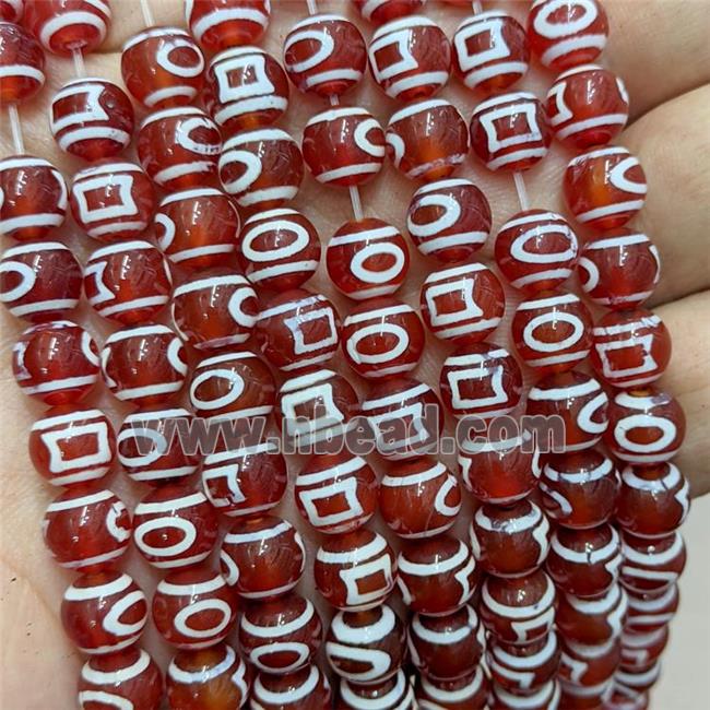 Tibetan Agate Beads Red Smooth Round