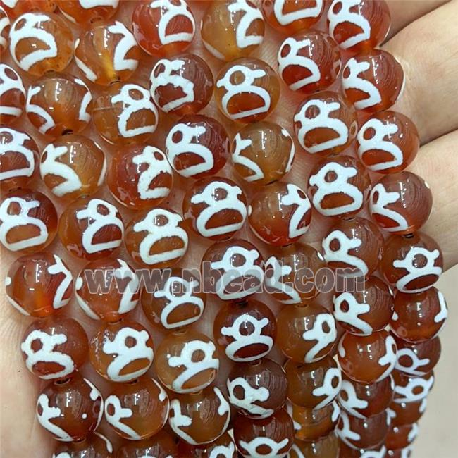 Tibetan Agate Beads Red Smooth Round