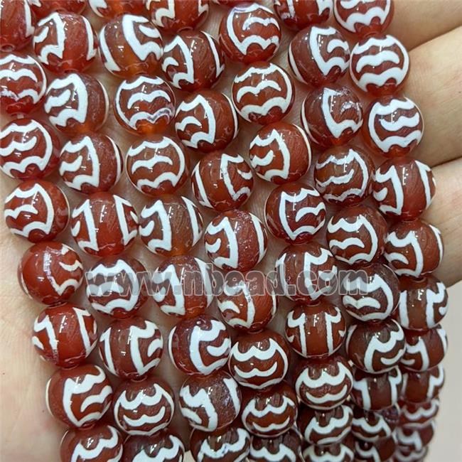 Tibetan Agate Beads Red Smooth Round