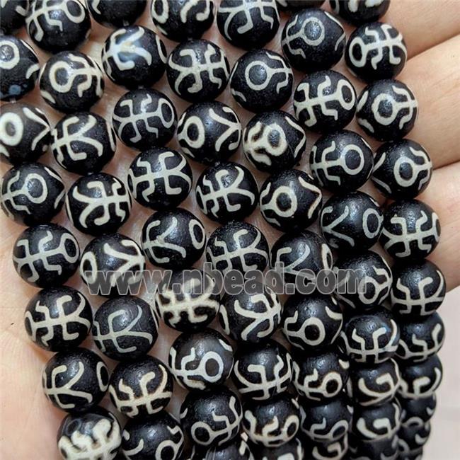 Tibetan Agate Beads Black Round