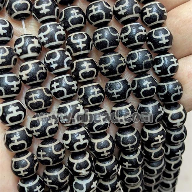 Tibetan Agate Beads Black Round