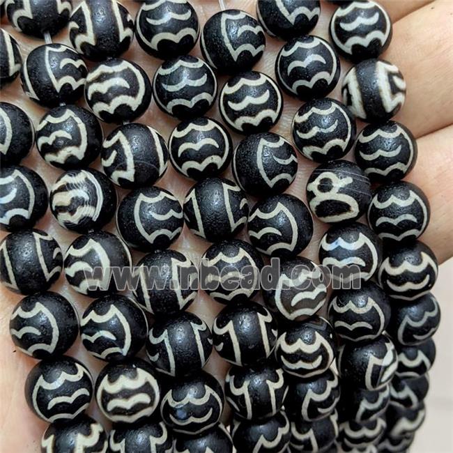 Tibetan Agate Beads Black Round