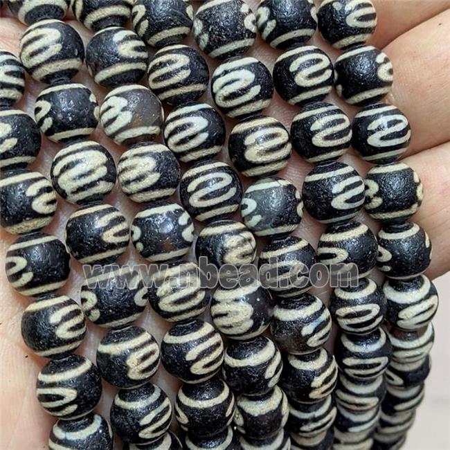 Tibetan Agate Beads Black Round