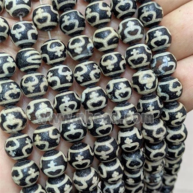 Tibetan Agate Beads Black Round