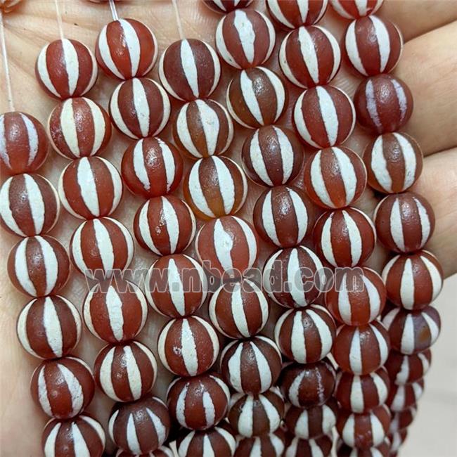 Tibetan Agate Beads Red Round Pumpkin