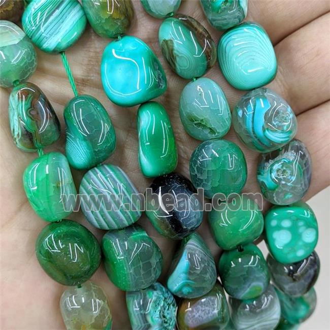 Natural Agate Chips Beads Freeform Green Dye