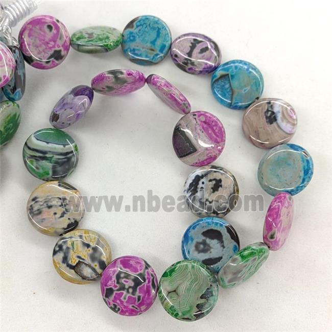 Natural Agate Coin Beads Mixed Color Dye