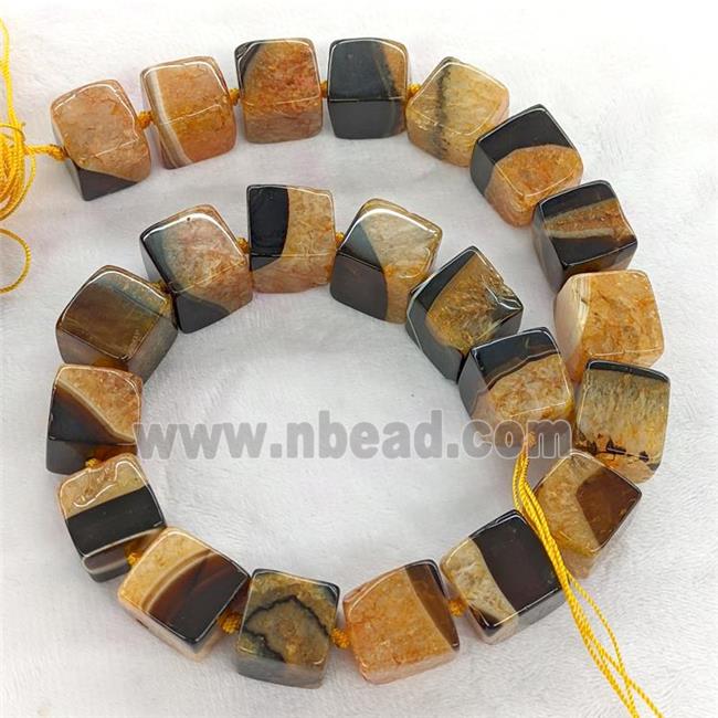 Druzy Agate Cube Beads Orange Dye