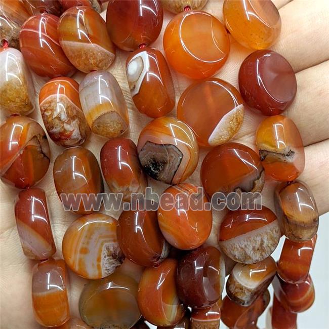 Druzy Agate Coin Beads Orange Dye