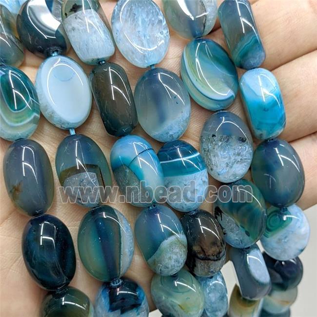 Druzy Agate Oval Beads Blue Dye