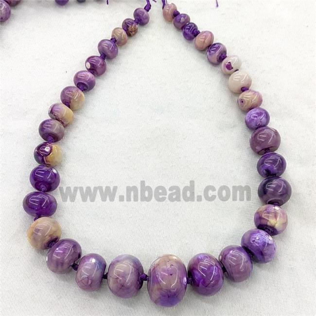 Natural Agate Rondelle Beads Graduated Purple Dye Smooth