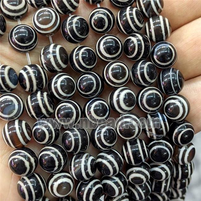 Tibetan Agate Round Beads Black Eye Smooth