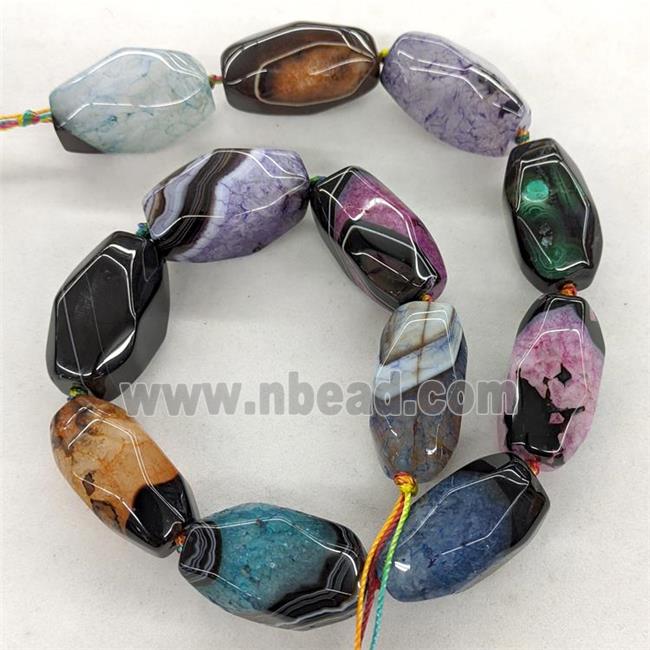 Agate Durzy Beads Faceted Rice Dye Mixed Color