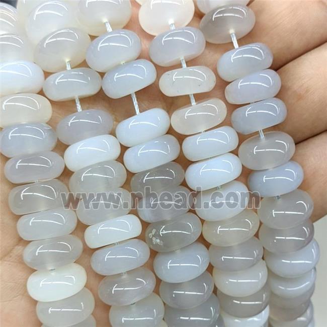 Natural Agate Rondelle Beads Smooth GrayWhite