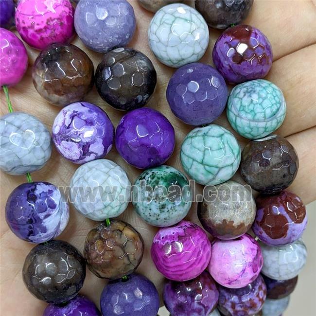 Natural Agate Beads Faceted Round Dye Mixed Color