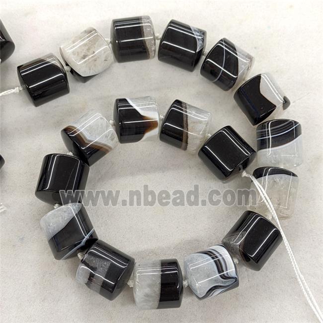 Natural Druzy Agate Tube Beads Dye Column Black White