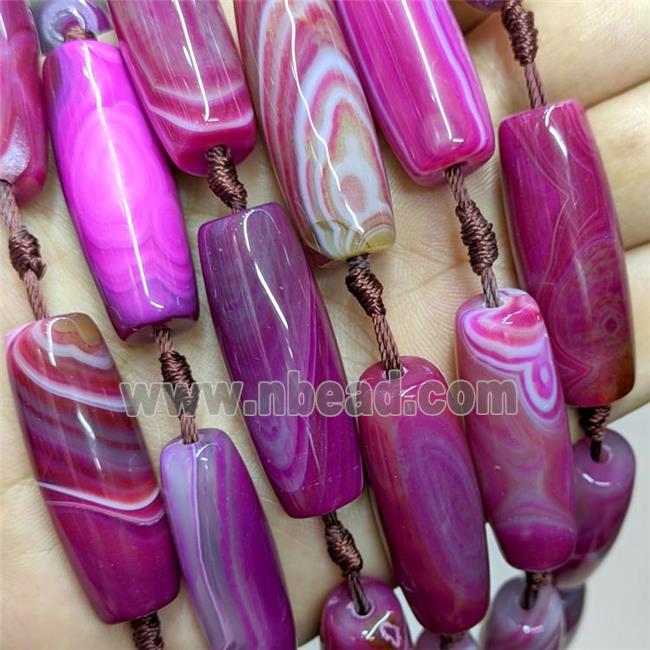 Stripe Agate Rice Beads Hotpink Dye