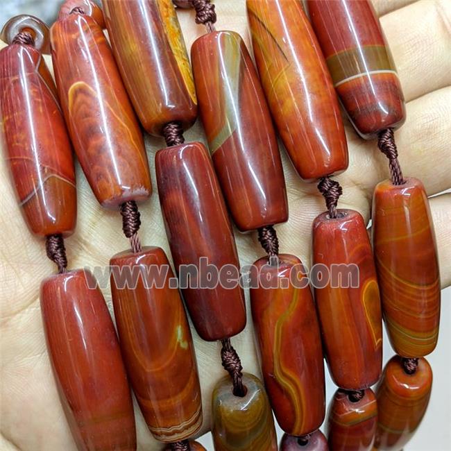 Stripe Agate Rice Beads Red Dye