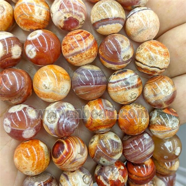 Natural Fire Agate Beads Red Smooth Round