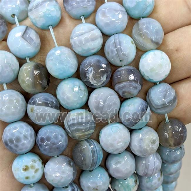 Fire Agate Beads Grayblue Faceted Round