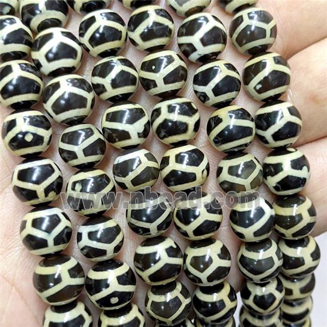 Tibetan Agate Beads Black Round Tortoise