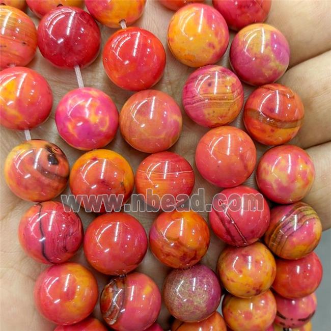 Natural Agate Beads Red Dye Smooth Round