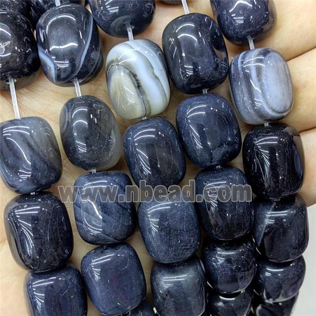 Natural Stripe Agate Tube Beads Band Black Dye