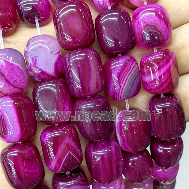 Natural Stripe Agate Tube Beads Hotpink Dye